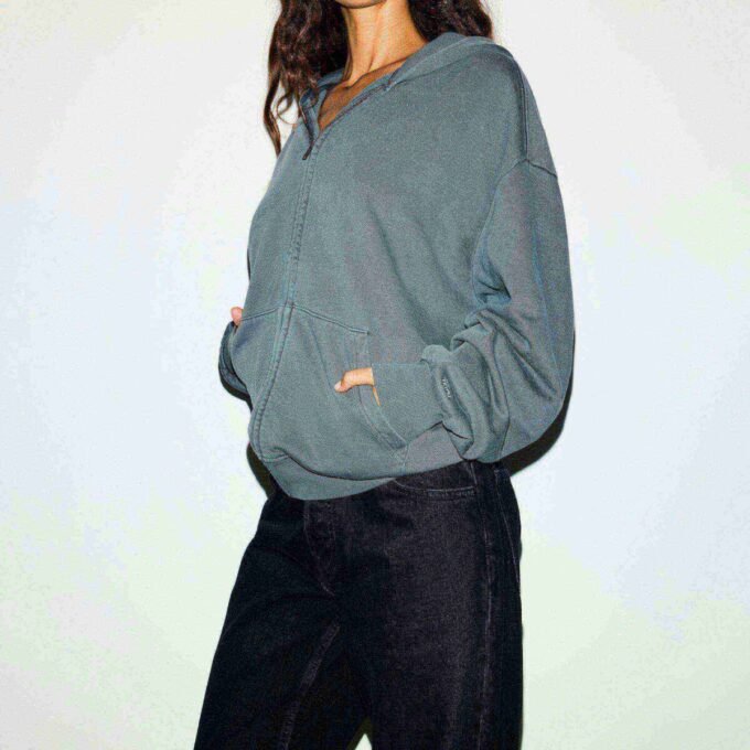 BOYFRIEND FLEECE OVERSIZED ZIP UP HOODIE