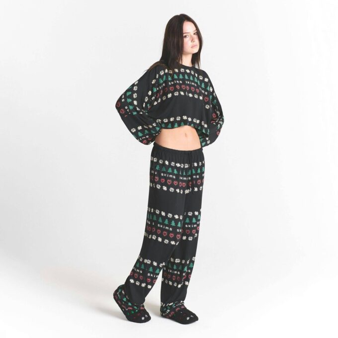 CACTUS PLANT FLEA MARKET X SKIMS SKIMS SLEEP CROPPED LONG SLEEVE AND PANT SET