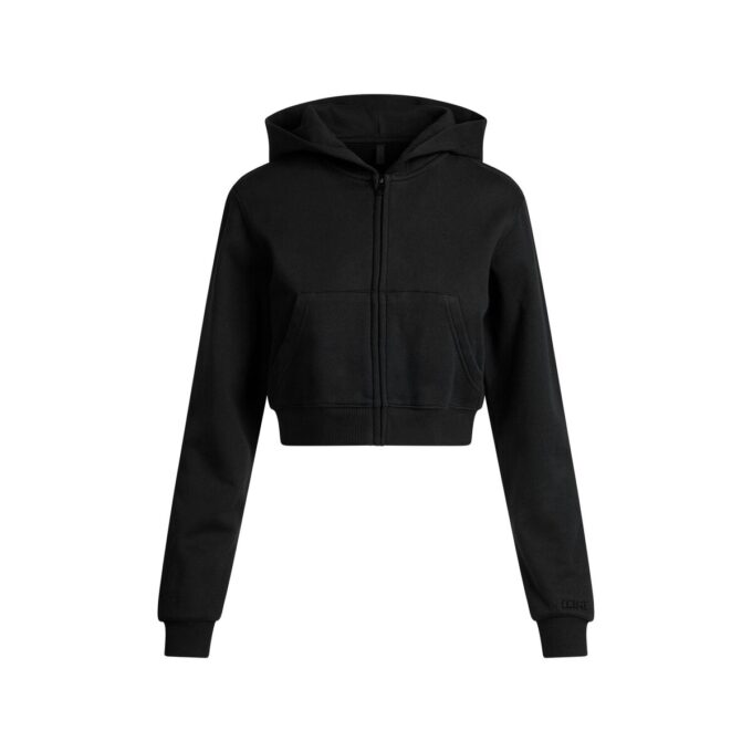 COTTON FLEECE CROPPED ZIP UP HOODIE COTTON FLEECE CROPPED ZIP UP HOODIE