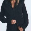 COTTON FLEECE FAUX FUR LINED ZIP UP HOODIE COTTON FLEECE FAUX FUR LINED ZIP UP HOODIE