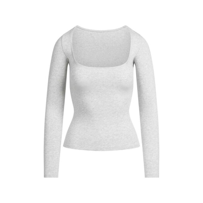 COTTON JERSEY SCOOP NECK LONG SLEEVE TOP COTTON JERSEY SCOOP NECK LONG SLEEVE TOP