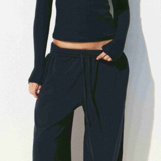 COTTON JERSEY WIDE LEG PANT