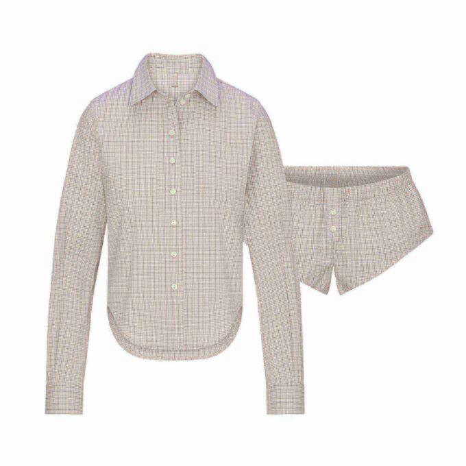 COTTON POPLIN MICRO SHORT SLEEP SET