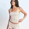 COTTON RIB LACE TANK AND SHORT SET
