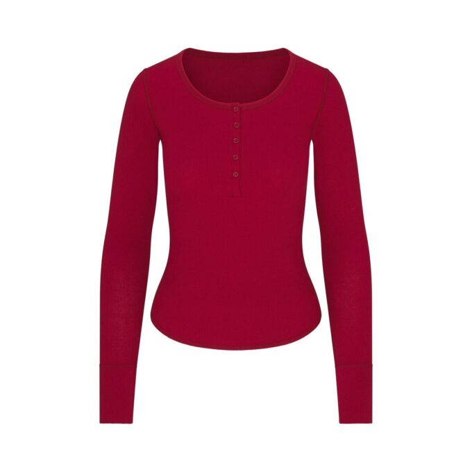 COTTON RIB SCOOP NECK HENLEY COTTON RIB SCOOP NECK HENLEY