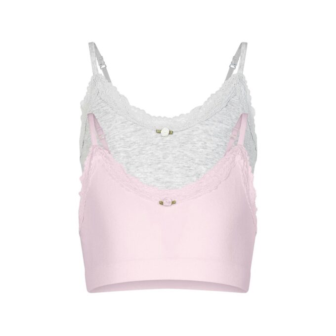 COTTON SEAMLESS JUNIORS LACE SCOOP BRALETTE 2-PACK