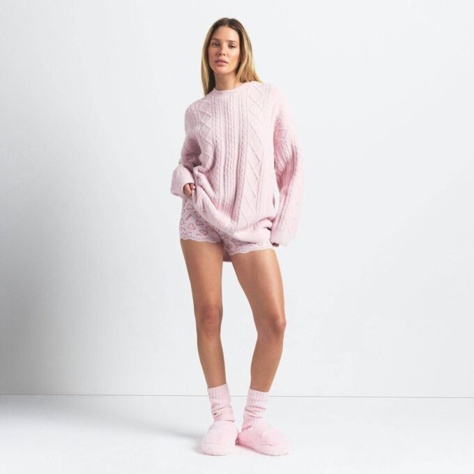 COZY LIGHT OVERSIZED CABLEKNIT CREWNECK PULLOVER COZY LIGHT OVERSIZED CABLEKNIT CREWNECK PULLOVER