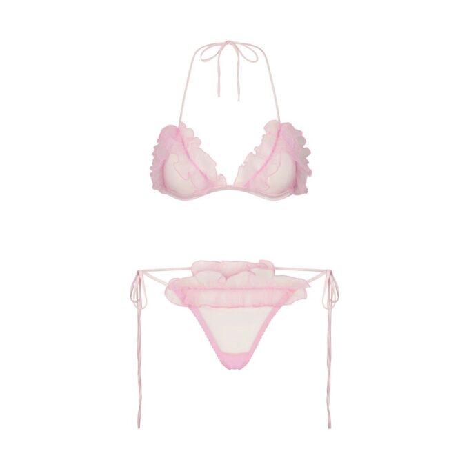 EMBROIDERED TULLE TIE BRALETTE AND THONG SET EMBROIDERED TULLE TIE BRALETTE AND THONG SET