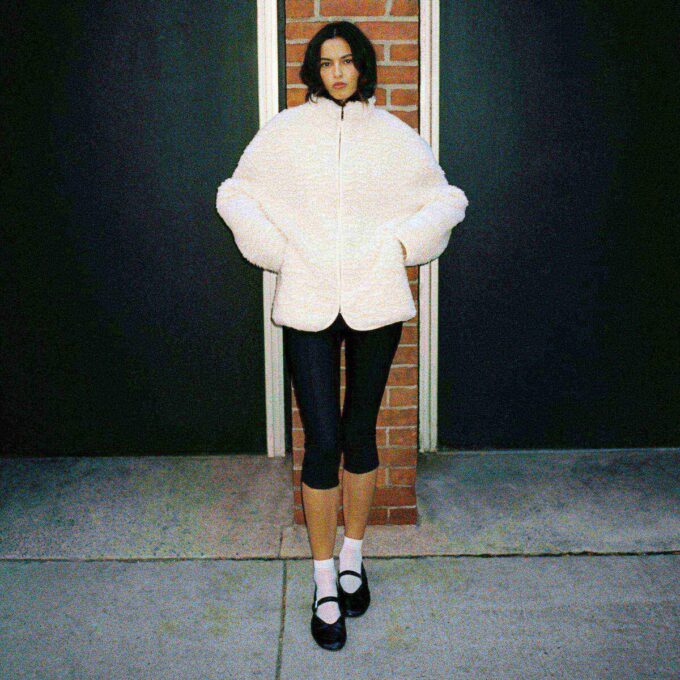 FAUX FUR OVERSIZED MOCK NECK JACKET FAUX FUR OVERSIZED MOCK NECK JACKET