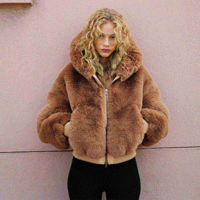 FAUX FUR ZIP UP JACKET FAUX FUR ZIP UP JACKET
