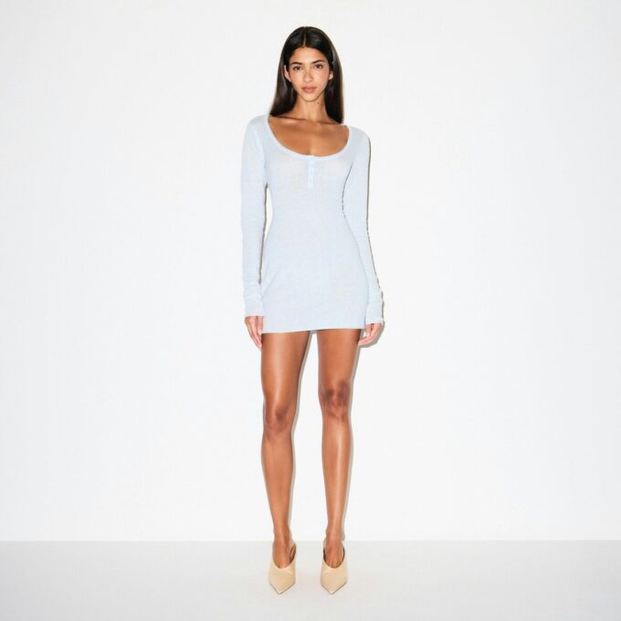 FEATHERWEIGHT CASHMERE HENLEY MINI DRESS FEATHERWEIGHT CASHMERE HENLEY MINI DRESS