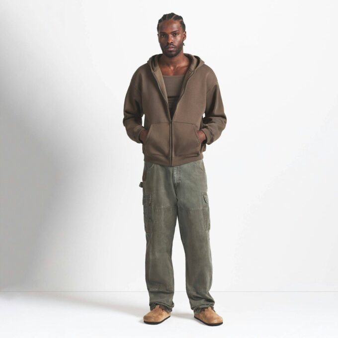 FLEECE LOUNGE MENS RELAXED ZIP UP HOODIE