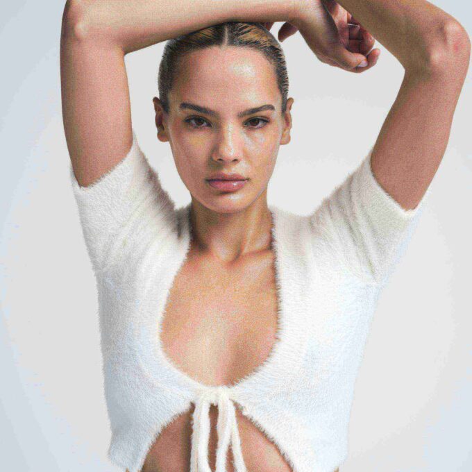 FUZZY KNITS CROP TOP AND SHORT SET