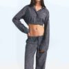 HEAVY FLANNEL CROPPED SLEEP SET HEAVY FLANNEL CROPPED SLEEP SET