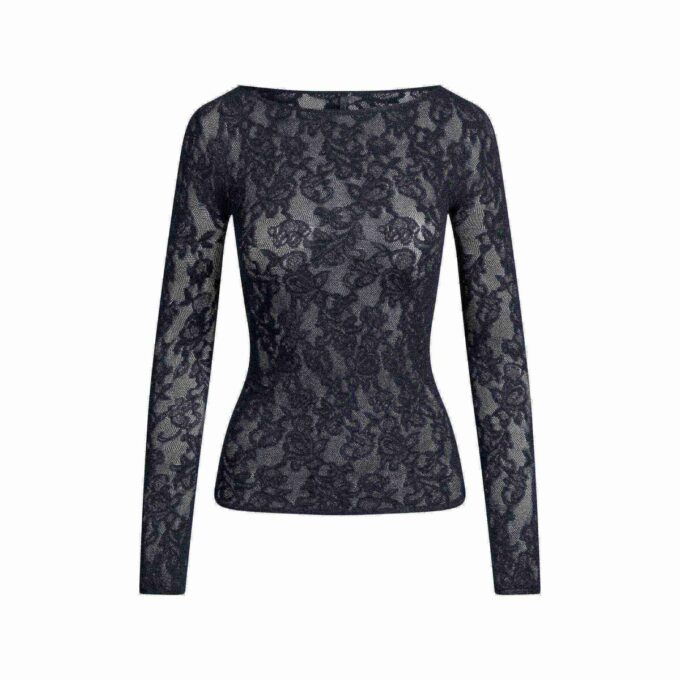 KNIT LACE BOATNECK TOP KNIT LACE BOATNECK TOP