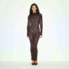 KNIT LACE MOCK NECK LONG DRESS KNIT LACE MOCK NECK LONG DRESS
