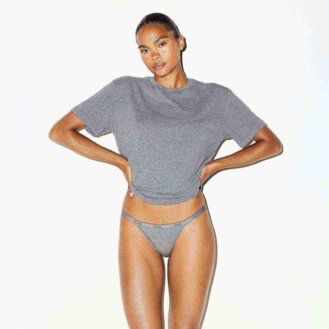 LIGHTWEIGHT COTTON LOGO PICOT STRING BIKINI