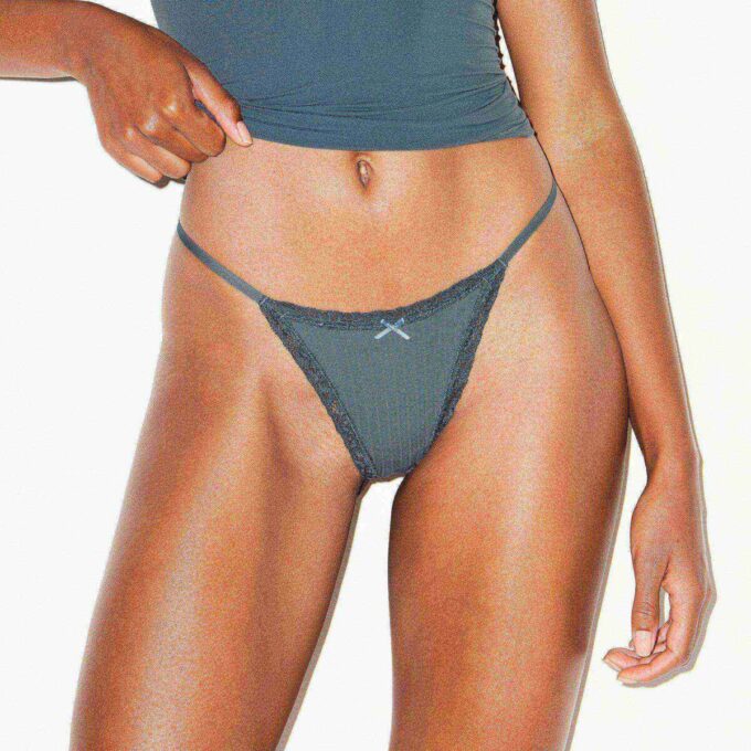 LIGHTWEIGHT COTTON POINTELLE LACE STRING THONG