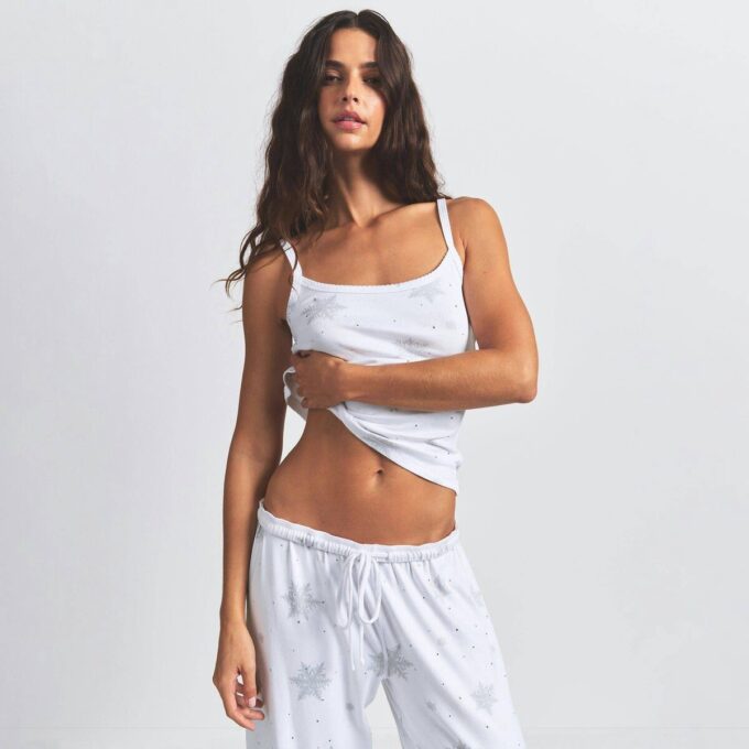 LOGO PLUSH POINTELLE RHINESTONE STRAIGHT LEG PANT LOGO PLUSH POINTELLE RHINESTONE STRAIGHT LEG PANT