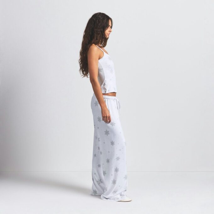 LOGO PLUSH POINTELLE RHINESTONE STRAIGHT LEG PANT LOGO PLUSH POINTELLE RHINESTONE STRAIGHT LEG PANT