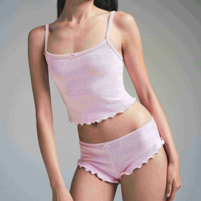 LOGO POINTELLE CROPPED CAMI SET LOGO POINTELLE CROPPED CAMI SET