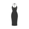 RHINESTONE KNIT HALTER MIDI SLIP DRESS RHINESTONE KNIT HALTER MIDI SLIP DRESS