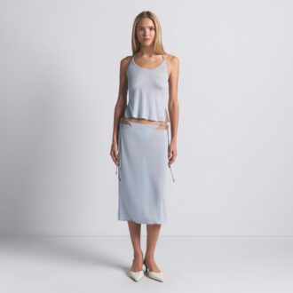 RHINESTONE KNIT TIE SIDE MIDI SKIRT RHINESTONE KNIT TIE SIDE MIDI SKIRT