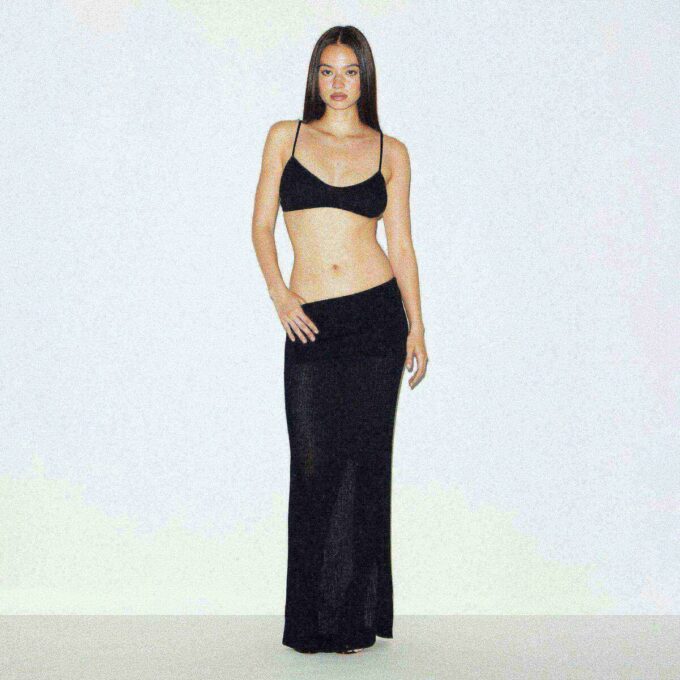 SHEER KNIT FOLDOVER LONG SKIRT SHEER KNIT FOLDOVER LONG SKIRT