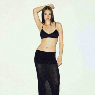 SHEER KNIT FOLDOVER LONG SKIRT