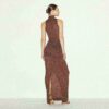SHEER KNIT FOLDOVER LONG SKIRT
