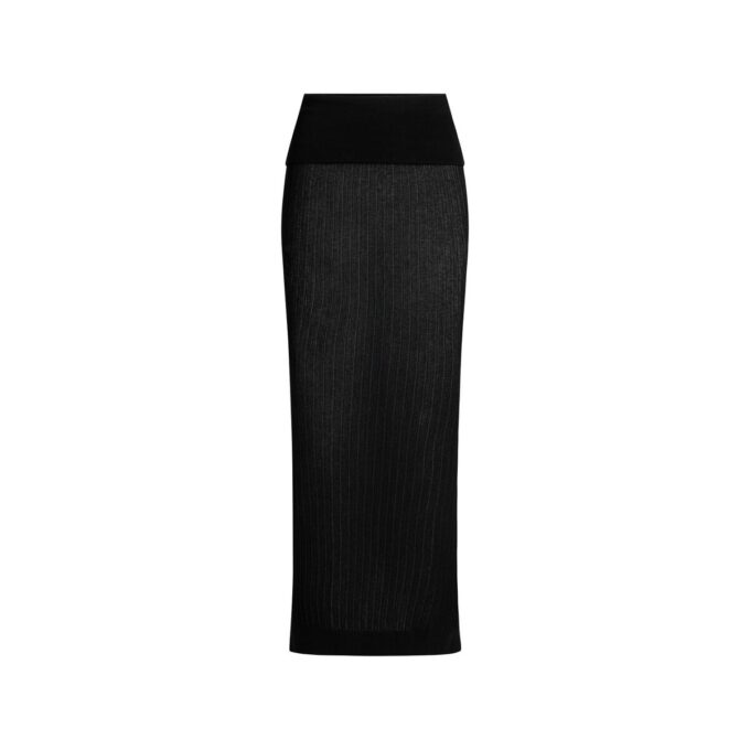 SHEER KNIT FOLDOVER LONG SKIRT SHEER KNIT FOLDOVER LONG SKIRT