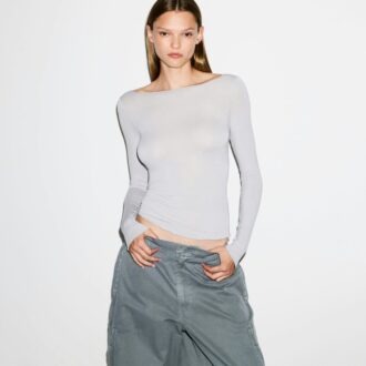 SHEER MODAL LONG SLEEVE BOATNECK TOP