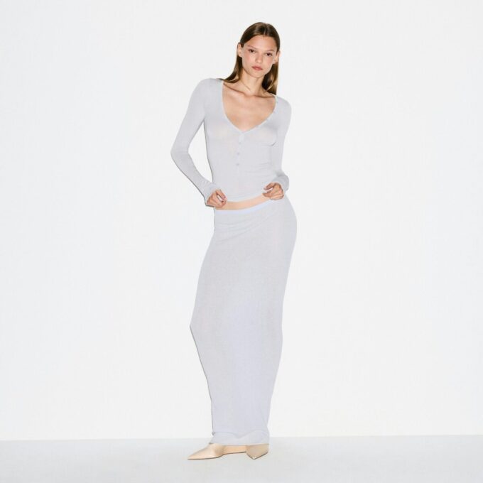 SHEER MODAL LONG SLEEVE HENLEY SHEER MODAL LONG SLEEVE HENLEY