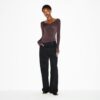SHEER MODAL LONG SLEEVE V NECK SHEER MODAL LONG SLEEVE V NECK