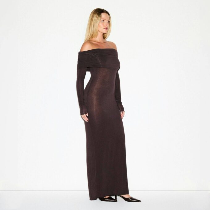 SHEER MODAL OFF THE SHOULDER LONG DRESS SHEER MODAL OFF THE SHOULDER LONG DRESS