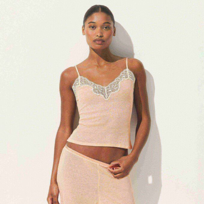 SHEER RIB LACE CAMI SHEER RIB LACE CAMI