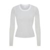 SHEER RIB LONG SLEEVE CREW NECK TOP
