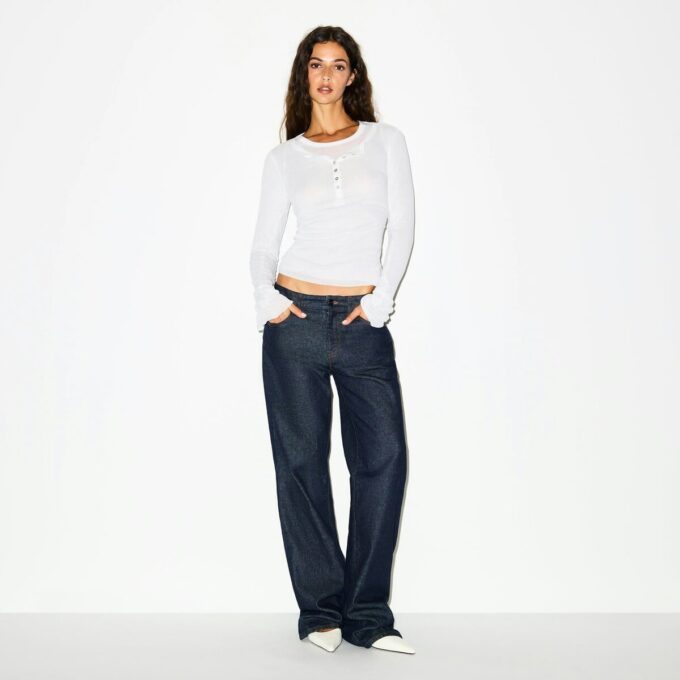 SHEER RIB LONG SLEEVE HENLEY SHEER RIB LONG SLEEVE HENLEY