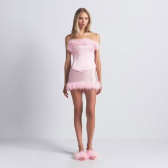 SILK FEATHER TRIM CORSET