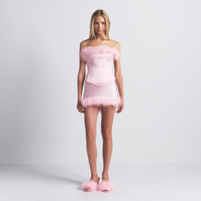 SILK FEATHER TRIM CORSET SILK FEATHER TRIM CORSET