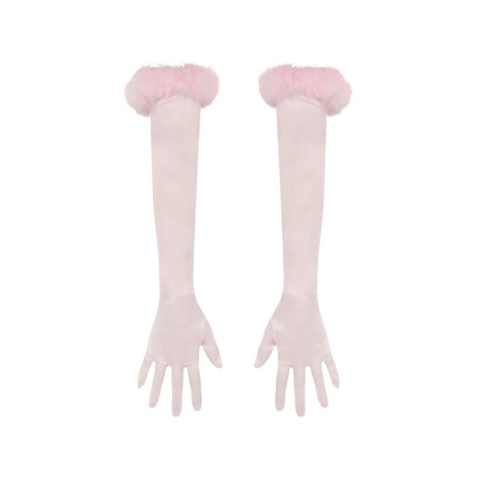 SILK FEATHER TRIM GLOVES SILK FEATHER TRIM GLOVES