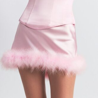 SILK FEATHER TRIM LOW RISE MINI SKIRT
