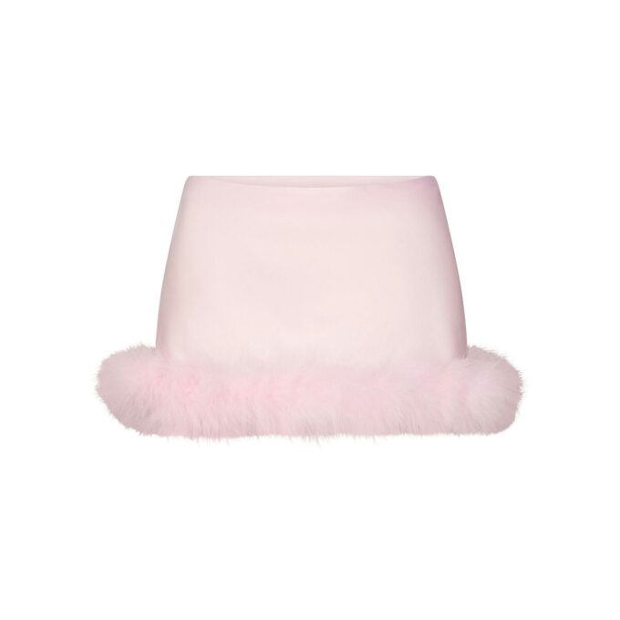 SILK FEATHER TRIM LOW RISE MINI SKIRT SILK FEATHER TRIM LOW RISE MINI SKIRT