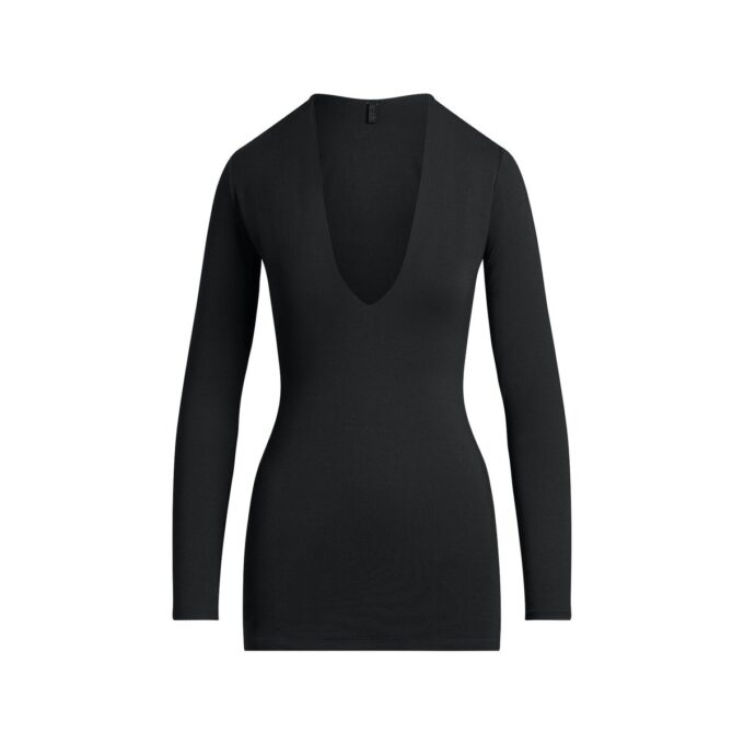 SMOOTH LAYERS DEEP PLUNGE MINI DRESS SMOOTH LAYERS DEEP PLUNGE MINI DRESS