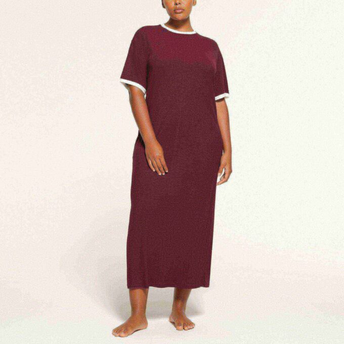 SOFT LOUNGE RINGER T-SHIRT LONG DRESS SOFT LOUNGE RINGER T-SHIRT LONG DRESS