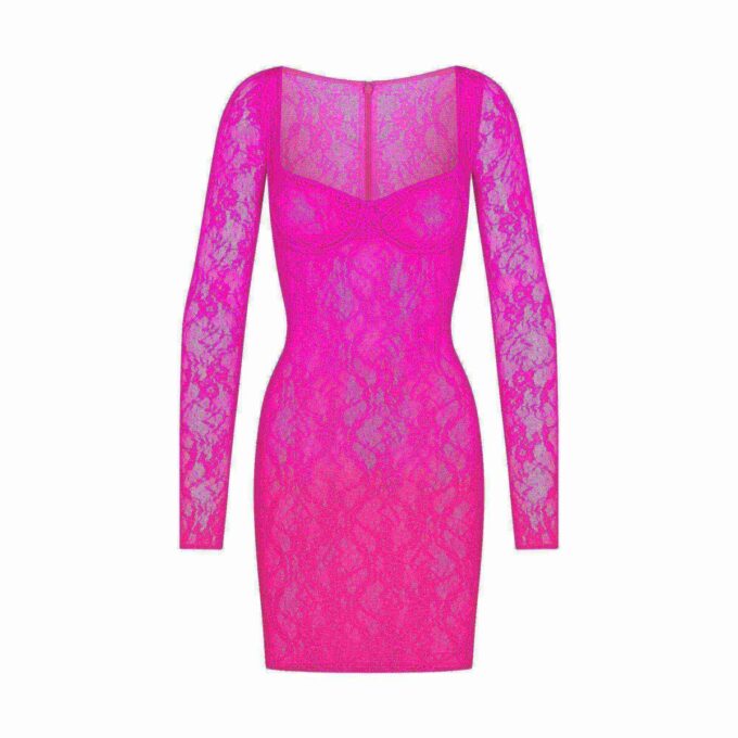 STRETCH LACE LINED LONG SLEEVE UNDERWIRE DRESS STRETCH LACE LINED LONG SLEEVE UNDERWIRE DRESS