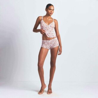 STRETCH LACE TRIANGLE CAMI AND SHORT SET