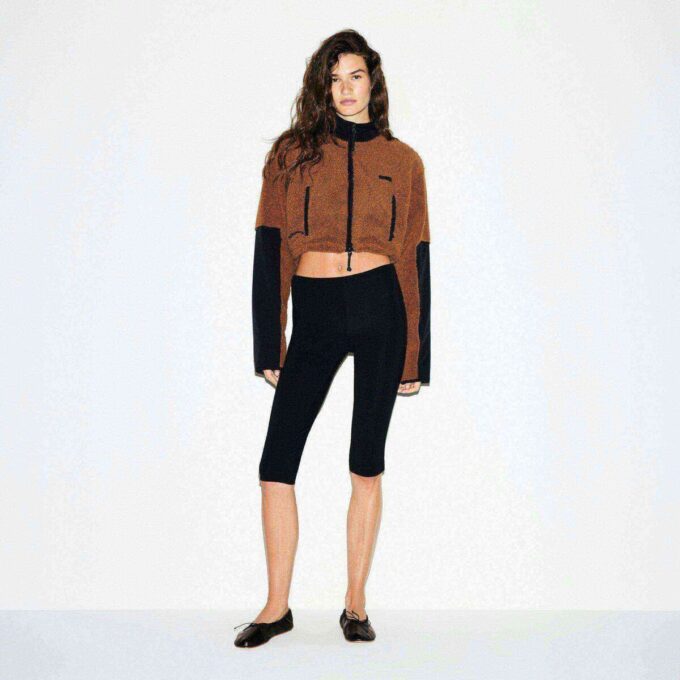 TEDDY FUNNEL NECK CROPPED JACKET