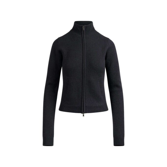 WOOL CASHMERE ZIP UP MOCK NECK SWEATER WOOL CASHMERE ZIP UP MOCK NECK SWEATER