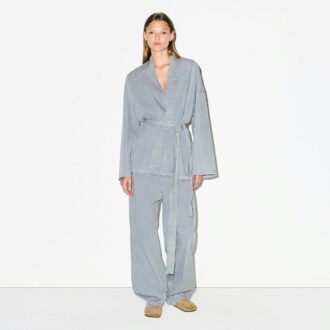 WOVEN LOUNGE OVERSIZED WRAP TOP